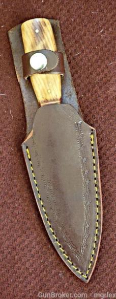 Damascus FULL TANG Scottish Dyrk dagger. Olive wood handle and Brass bolsters