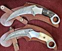 Damascus Dual EDGED KARAMBITS. Sharp on both edges. 
