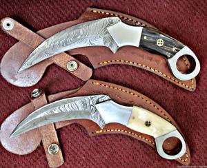 Damascus Dual EDGED KARAMBITS. Sharp on both edges.