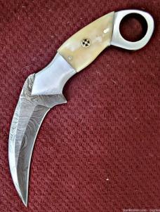 Damascus Dual EDGED KARAMBITS. Sharp on both edges. 