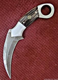 Damascus Dual EDGED KARAMBITS. Sharp on both edges. 