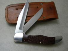 Case XX USA 2004 Wood 6265 CV Folding Hunter Knife w/Leather Pouch