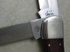 Case XX USA 2004 Wood 6265 CV Folding Hunter Knife w/Leather Pouch