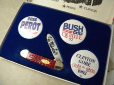 Case XX USA 1992 Election Lmtd. Ed. Dr61131 Bone Canoe Knife w/Shirt Pins