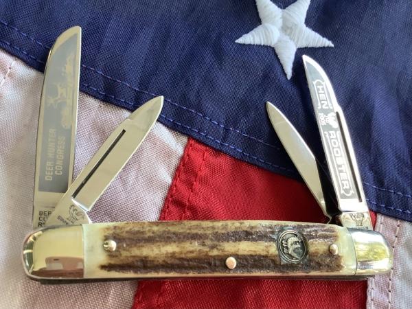 Hen & Rooster -Bertram Cutlery Medium Deer Hunter Congress w/ Nice Stag Handles Hen & Rooster -Bertram Cutlery Medium Deer Hunter Congress w/ Nice Stag Handles