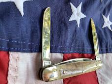 Hen & Rooster -Bertram Cutlery Medium Deer Hunter Congress w/ Nice Stag Handles