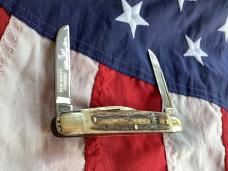 Hen & Rooster -Bertram Cutlery Medium Deer Hunter Congress w/ Nice Stag Handles