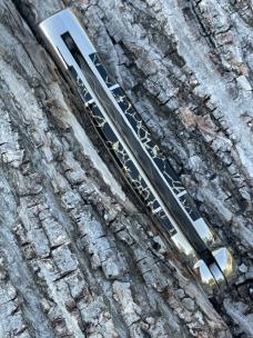 BUCK 112 ** YELLOWHORSE CUSTOM EAGLE MOUNTAIN ABALONE-BLACK GOLD QUARTZ-MOP MOON CHIP FLINT NICKLE