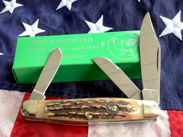 Vintage Hen & Rooster Stockman Knife - Super Fat Stag Handles -NOS & in orig box Vintage Hen & Rooster Stockman Knife - Super Fat Stag Handles -NOS & in orig box