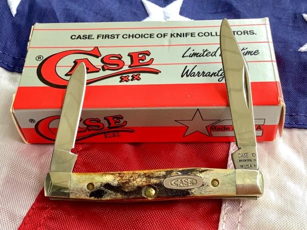 Case xx 1991 Pen Knife Mdl# 5233 SSP w/ Sweet Stag Handles -NOS in Orig Box Case xx 1991 Pen Knife Mdl# 5233 SSP w/ Sweet Stag Handles -NOS in Orig Box