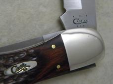 Case XX USA 2013 Wood 6265 Gator Skinner Folding Hunter Knife w/Leather Pouch