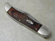 Case XX USA 2013 Wood 6265 Gator Skinner Folding Hunter Knife w/Leather Pouch