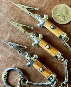 Vintage Miniature Switchblade Keychain Roach Clip, Hong Kong, Unused