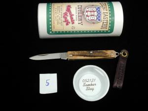 Great Eastern Cutlery Sambar Stag Keychain Knife 052121 NIT Stainless Spear Point Made In USA