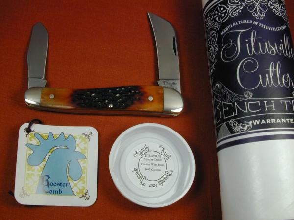Titusville Cutlery Catalina Wine Jigged Bone Rooster Comb Farmer Knife 1 of 70 COA USA Made 2024 Titusville Cutlery Catalina Wine Jigged Bone Rooster Comb Farmer Knife 1 of 70 COA USA Made 2024