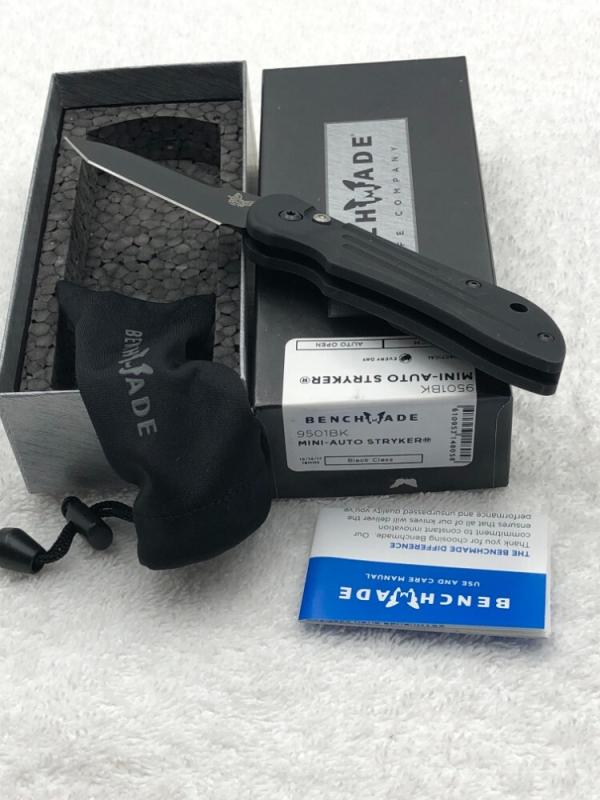 Benchmade 9501BK Mini Stryker Push Button Auto Knife Made In USA New In Box Benchmade 9501BK Mini Stryker Push Button Auto Knife Made In USA New In Box