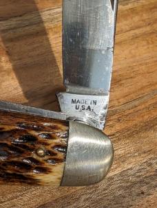 Quality Mid Century Scout Style Jigged Bone Handle Utility Knife