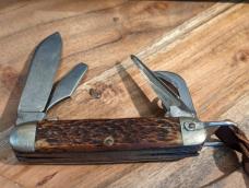 Quality Mid Century Scout Style Jigged Bone Handle Utility Knife