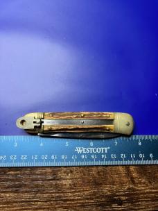 Hubertus Solingen Leverlock Automatic Knife Stag Scales