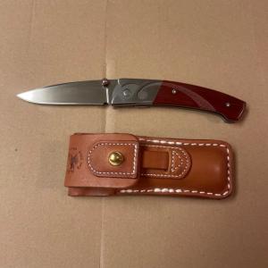 Vtg SKALJA Bloodwood Lockblade with AG Russell Sheath