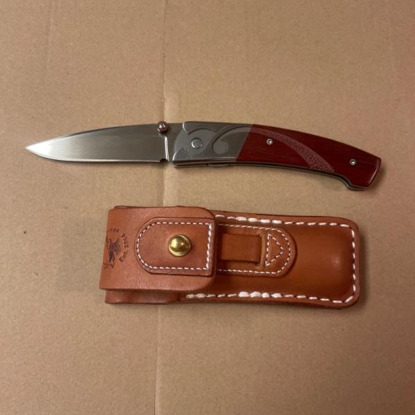 Vtg  SKALJA Bloodwood Lockblade with AG Russell Sheath