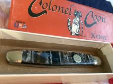 Colonel Coon (by Queen) Muskrat Pocket Knife w/ Nice M Prater Synthetic Handles -NOS & 1 of 250