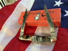 Colonel Coon (by Queen) Muskrat Pocket Knife w/ Nice M Prater Synthetic Handles -NOS & 1 of 250