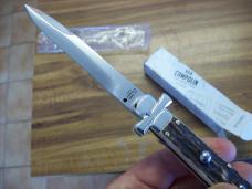 A. G. A. Campolin Maniago, Italy Maltese Cross Bayonet 9 Incher Lockback W/Genuine Stag/Antler NIB