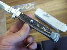 A. G. A. Campolin Maniago, Italy Maltese Cross Bayonet 9 Incher Lockback W/Genuine Stag/Antler NIB