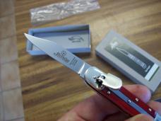 Hubertus Knife Solingen, Germany Small 08 Rare Red Smooth Bone 5 3/4 " Open Lilyput NIB