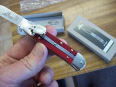 Hubertus Knife Solingen, Germany Small 08 Rare Red Smooth Bone 5 3/4 " Open Lilyput NIB