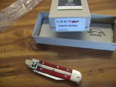 Hubertus Knife Solingen, Germany Small 08 Rare Red Smooth Bone 5 3/4 " Open Lilyput NIB