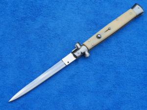 * SALE* 13" Italian Stiletto Knife acrylic Ivory handles Dagger grind Blade