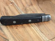 Antique Single Blade Dark Wood Handle Pinched Bolster Pocket Knife - Unmarked