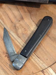 Antique Single Blade Dark Wood Handle Pinched Bolster Pocket Knife - Unmarked
