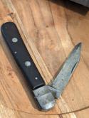 Antique Single Blade Dark Wood Handle Pinched Bolster Pocket Knife - Unmarked