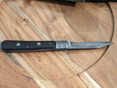Antique Single Blade Dark Wood Handle Pinched Bolster Pocket Knife - Unmarked
