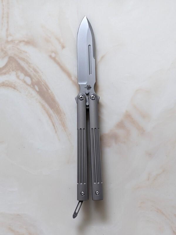 Prometheus SPD Invictus-Balisong Titanium (3.75" Bead Blast/Satin)