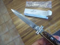 A. G. A. Campolin Maniago, Italy Maltese Cross Bayonet 9 Incher Lockback W/Genuine Stag/Antler NIB