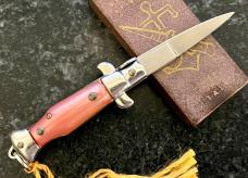 Pink Imitation Mother Of Pearl Miniature Keychain Switchblade Knife, Older Style From Italy