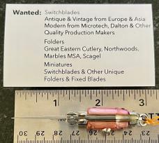 Pink Imitation Mother Of Pearl Miniature Keychain Switchblade Knife, Older Style From Italy