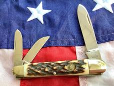Vintage Hen & Rooster Mdl# 193 DS Whittler Knife - Super Stag Handles -NOS & NM