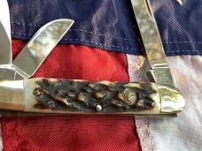 Vintage Hen & Rooster Mdl# 193 DS Whittler Knife - Super Stag Handles -NOS & NM
