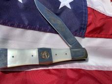 1985 Ka-Bar Folding Hunter Knife (mdl# 6295) with Mother of Pearll Handles -NOS & NM