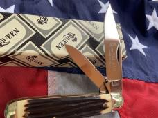 60s-70s Queen Jack Knife with Great Imitation Winter-bottom Bone Handles -NM/M