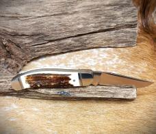 NIB RoseCraft Blades Red Deer Stag Stinking Creek Sowbelly RCT023-STG D2 Modified Clip Point