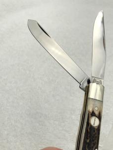 Attention Remington Collectors! Vintage German Stag Remington 2 Blade Trapper