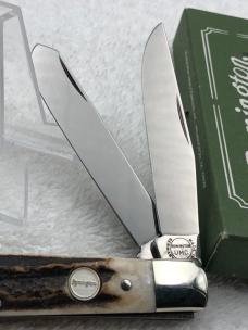 Attention Remington Collectors! Vintage German Stag Remington 2 Blade Trapper