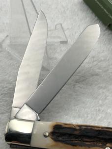 Attention Remington Collectors! Vintage German Stag Remington 2 Blade Trapper