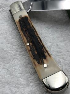 Attention Remington Collectors! Vintage German Stag Remington 2 Blade Trapper